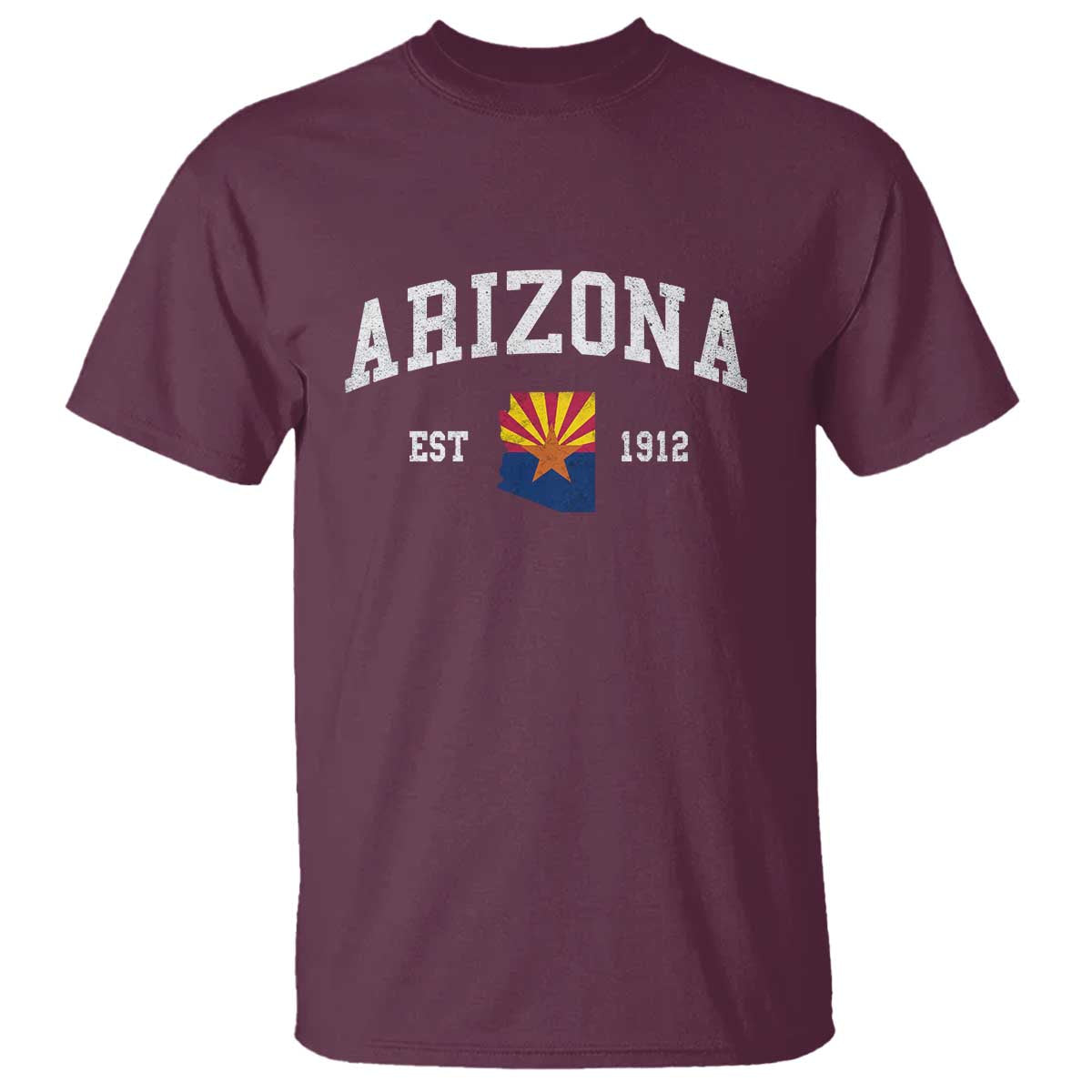 Arizona State Flag Grand Canyon State Established 1912 T Shirt TS14 Maroon Print Your Wear