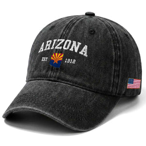 Arizona State Flag Grand Canyon State Established 1912 Washed Cotton Baseball Cap TS14 Print Your Wear