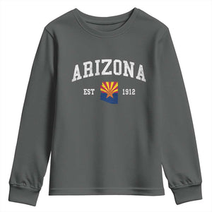 Arizona State Flag Grand Canyon State Established 1912 Youth Sweatshirt TS14 Dark Heather Print Your Wear