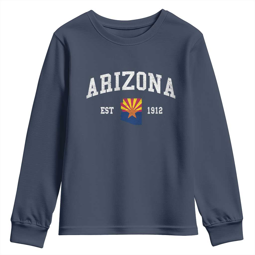 Arizona State Flag Grand Canyon State Established 1912 Youth Sweatshirt TS14 Navy Print Your Wear