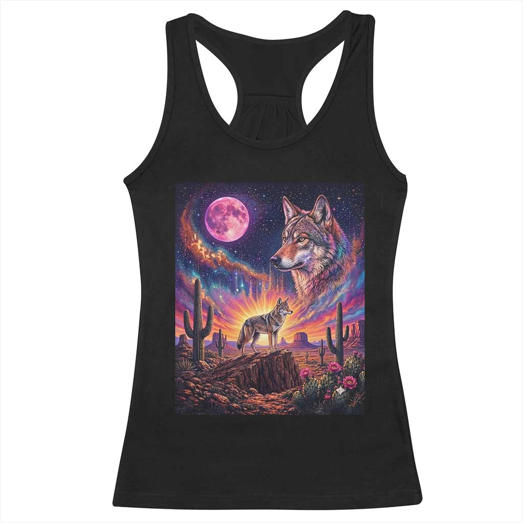Arizona Coyote Vintage Desert Moon Retro Cactus Racerback Tank Top Southwest Wildlife Western Adventure Graphic TS14 Black Print Your Wear