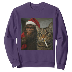 Funny Cat Selfie Bigfoot Christmas Sasquatch Sweatshirt TS14 Purple Print Your Wear