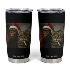 Funny Cat Selfie Bigfoot Christmas Sasquatch Tumbler Cup TS14 Black Print Your Wear