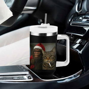 Funny Cat Selfie Bigfoot Christmas Sasquatch Tumbler With Handle TS14 Print Your Wear