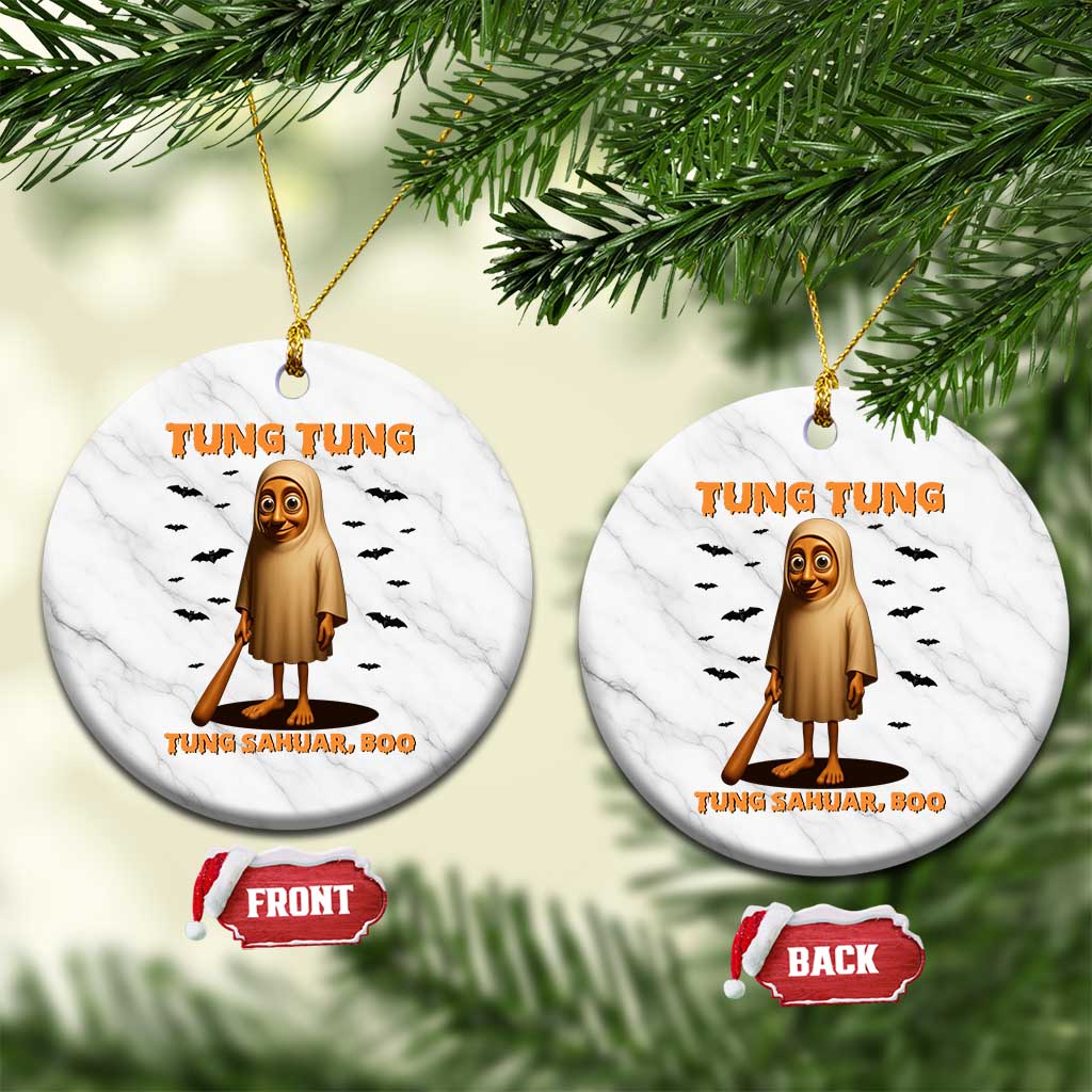 Funny Italian Brainrot Halloween Ceramic Ornament Tung Tung Tung Sahur Meme TS14 1pc White Marble Print Your Wear