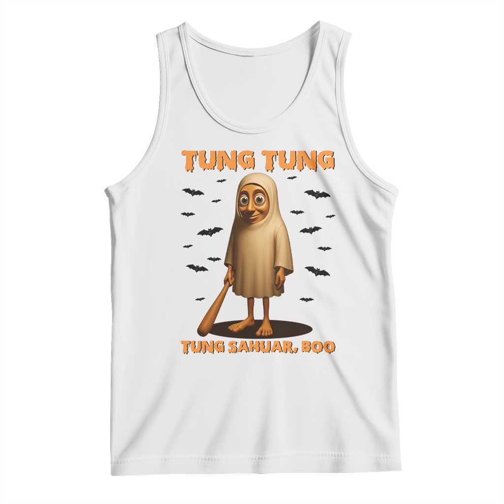 Funny Italian Brainrot Halloween Tank Top Tung Tung Tung Sahur Meme TS14 White Print Your Wear