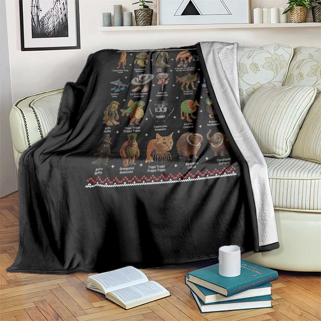 Italian Brainrot Christmas Throw Blanket Funny Brain Rot Gen-Z Meme TS14 Print Your Wear
