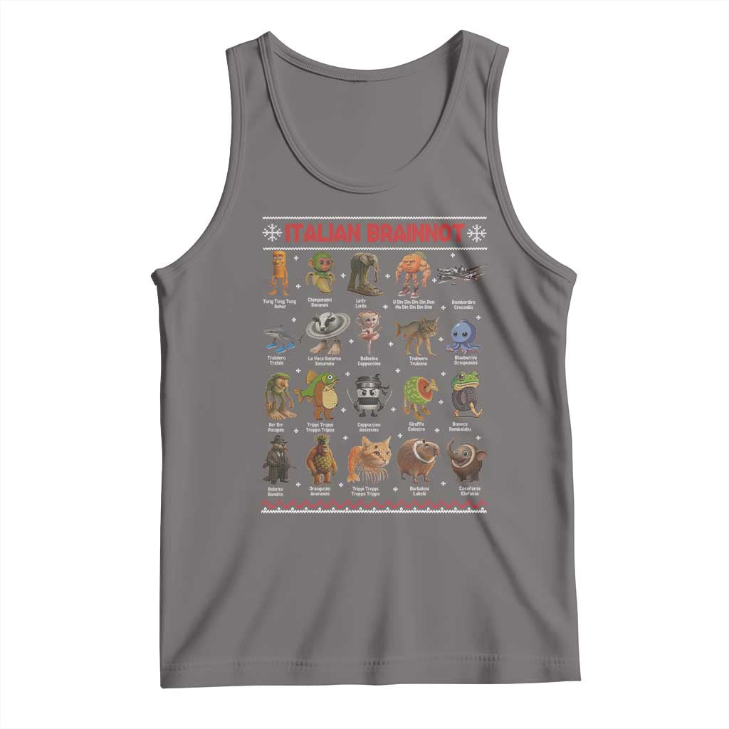 Italian Brainrot Christmas Tank Top Funny Brain Rot Gen-Z Meme TS14 Deep Heather Print Your Wear
