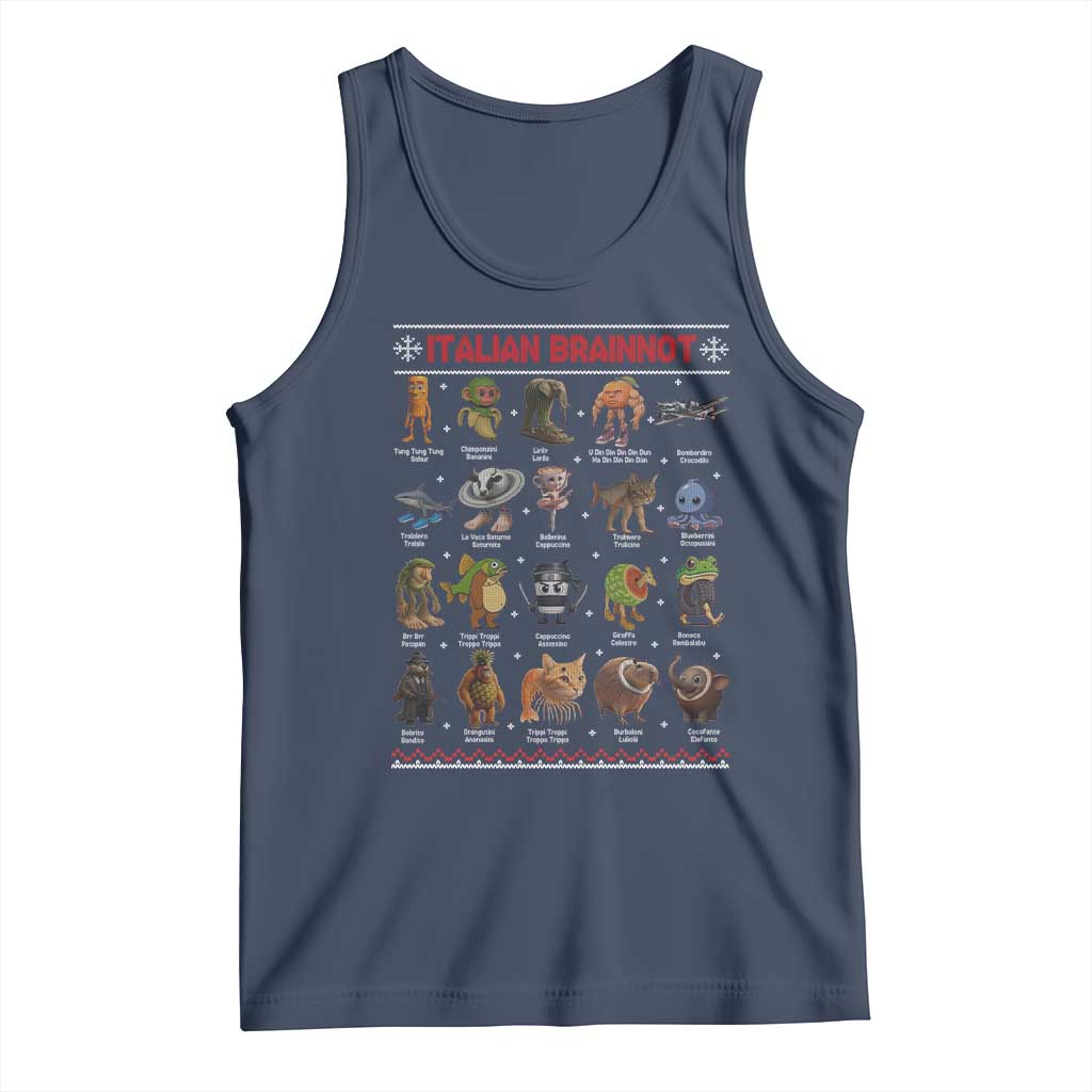 Italian Brainrot Christmas Tank Top Funny Brain Rot Gen-Z Meme TS14 Navy Print Your Wear