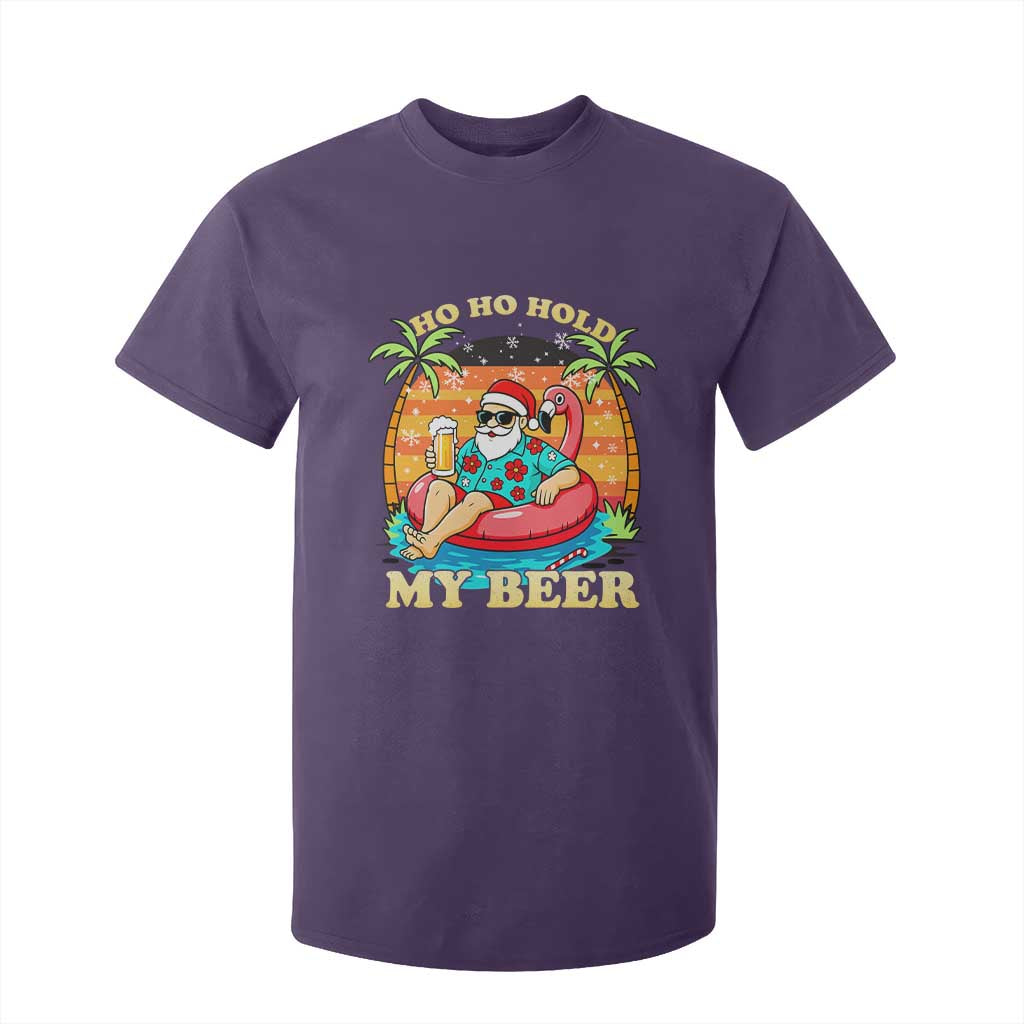 Santa Beer Christmas T Shirt For Kid Ho Ho Ho My Beer TS14 Purple Print Your Wear