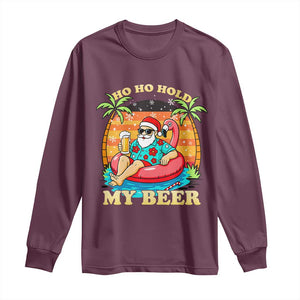 Santa Beer Christmas Long Sleeve Shirt Ho Ho Ho My Beer TS14 Maroon Print Your Wear
