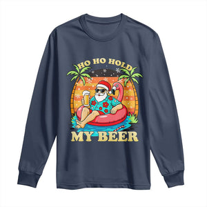 Santa Beer Christmas Long Sleeve Shirt Ho Ho Ho My Beer TS14 Navy Print Your Wear