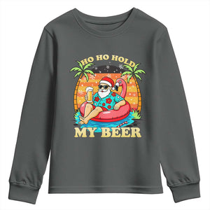 Santa Beer Christmas Youth Sweatshirt Ho Ho Ho My Beer TS14 Dark Heather Print Your Wear