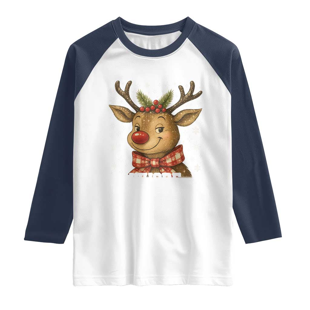 Reindeer Christmas Meme Raglan Shirt Nothing For You Whore TS14 White Navy Print Your Wear
