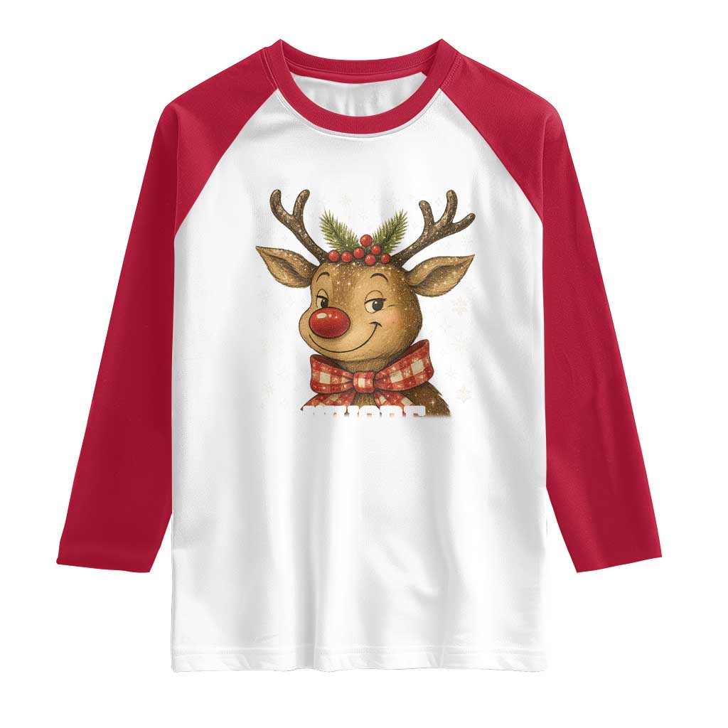 Reindeer Christmas Meme Raglan Shirt Nothing For You Whore TS14 White Red Print Your Wear