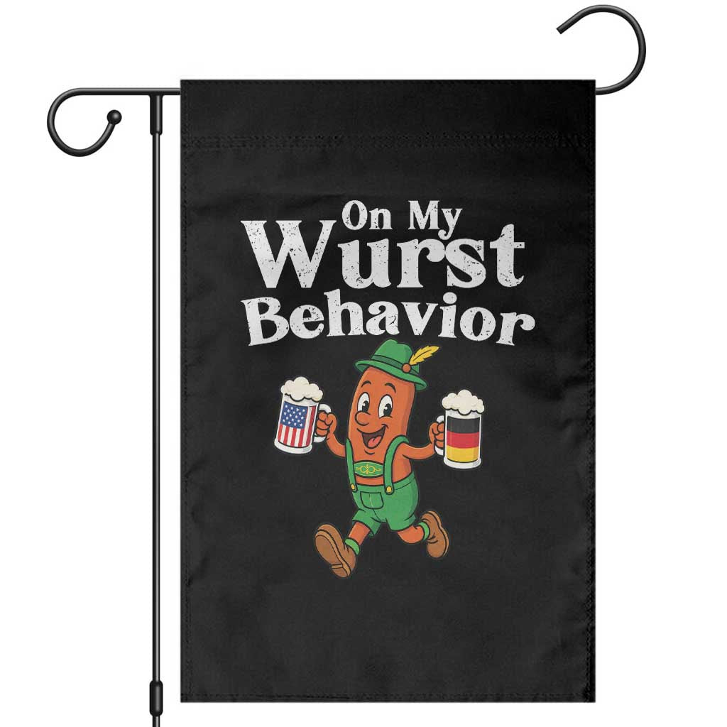 Oktoberfest On My Wurst Behavior Garden Flag Beer German American Flag Oktoberfest