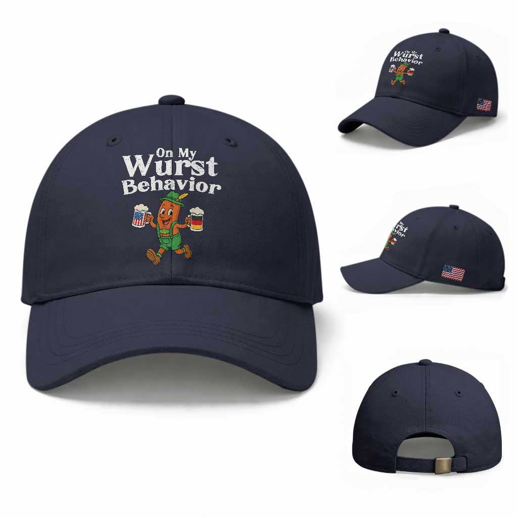Oktoberfest On My Wurst Behavior Baseball Cap Beer German American Flag Oktoberfest