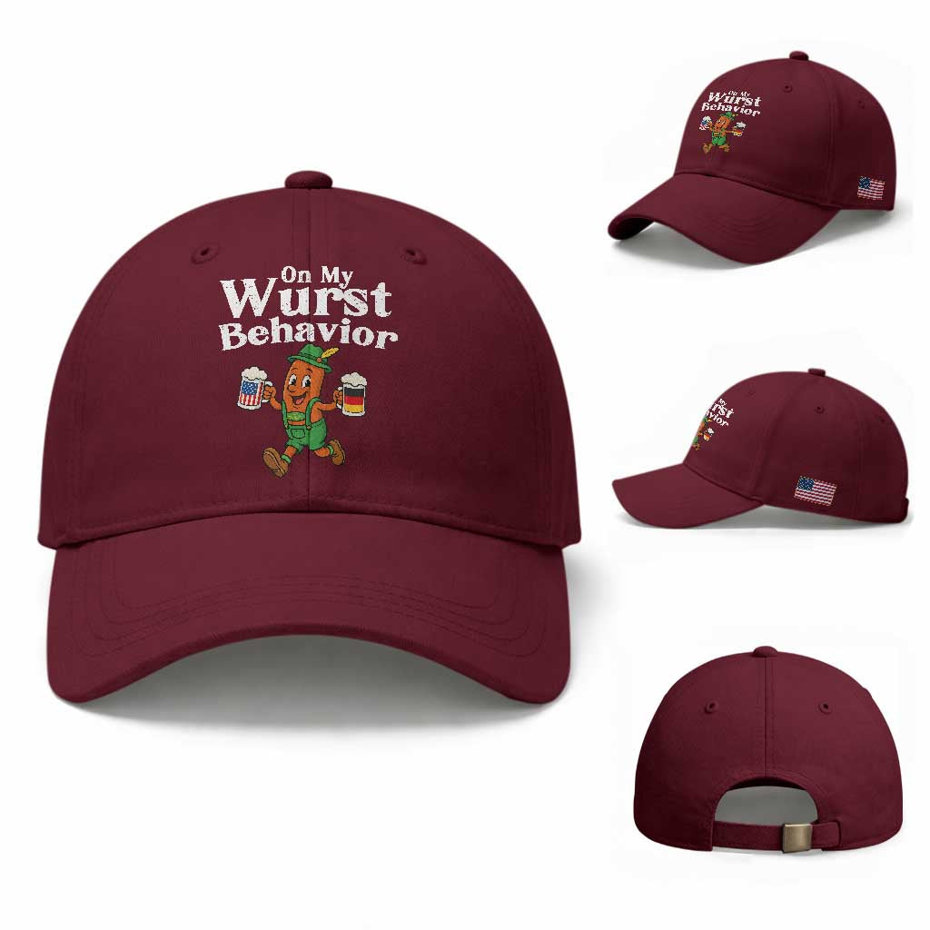 Oktoberfest On My Wurst Behavior Baseball Cap Beer German American Flag Oktoberfest