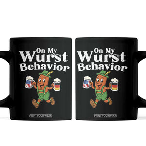 Oktoberfest On My Wurst Behavior Coffee Mug Beer German American Flag Oktoberfest
