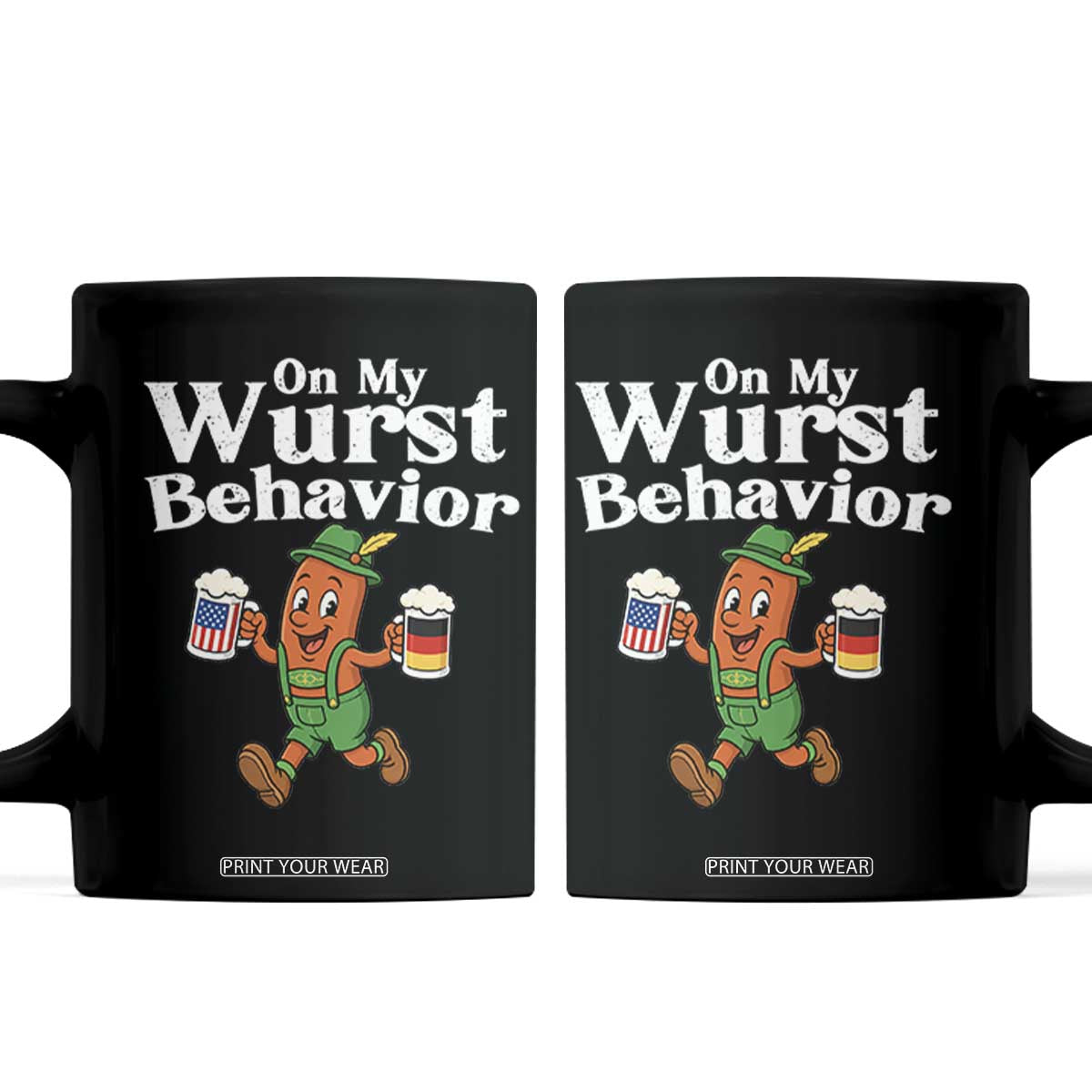 Oktoberfest On My Wurst Behavior Coffee Mug Beer German American Flag Oktoberfest