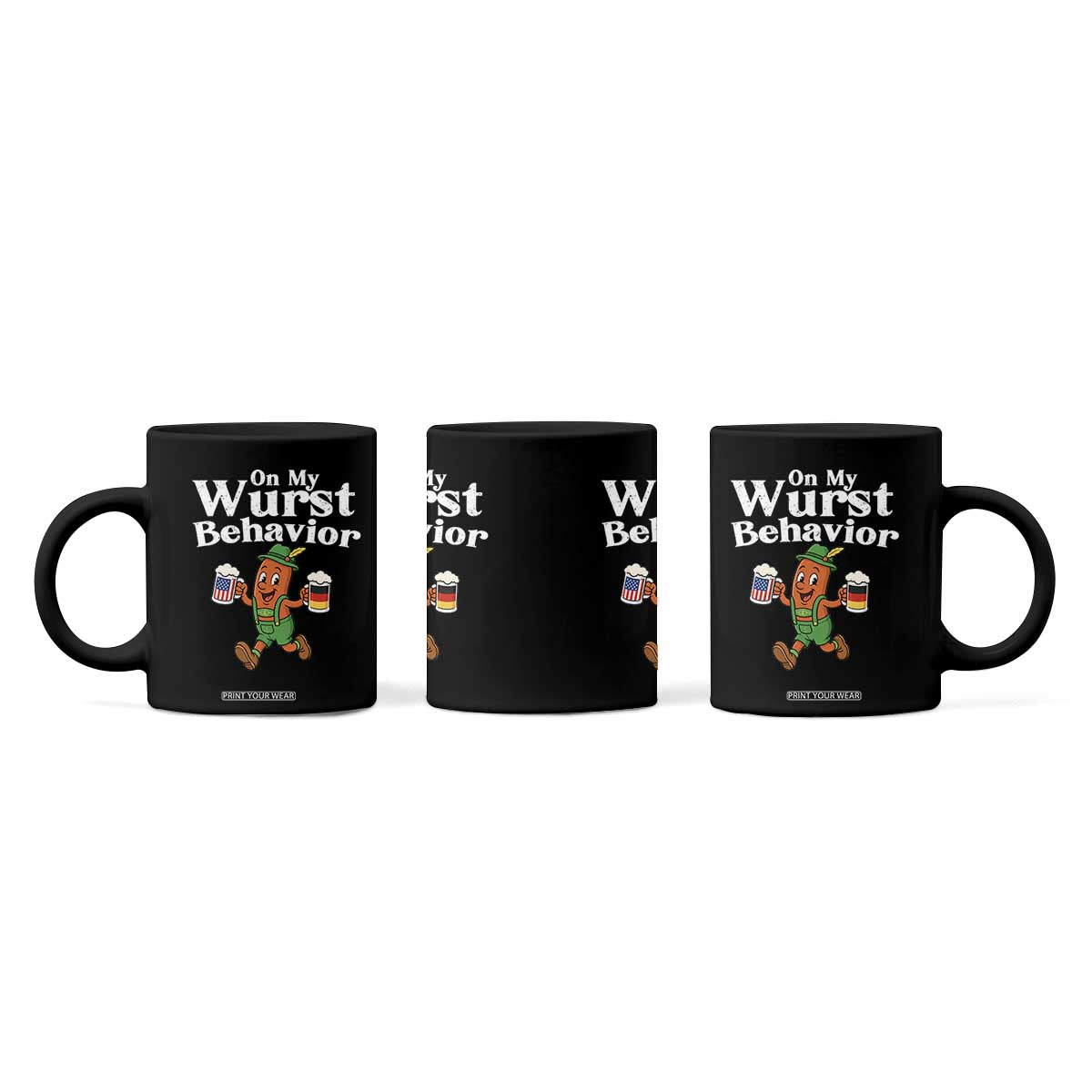 Oktoberfest On My Wurst Behavior Coffee Mug Beer German American Flag Oktoberfest