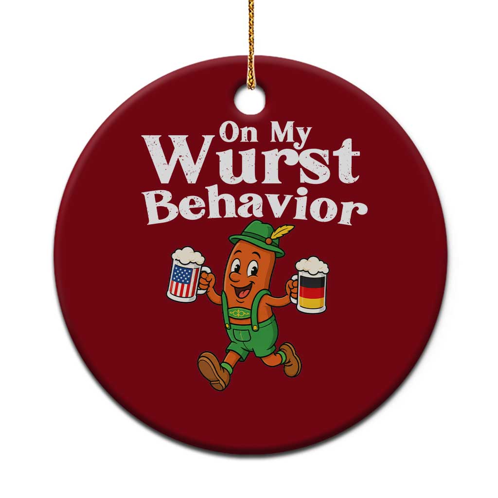 Oktoberfest On My Wurst Behavior Ceramic Ornament Beer German American Flag Oktoberfest