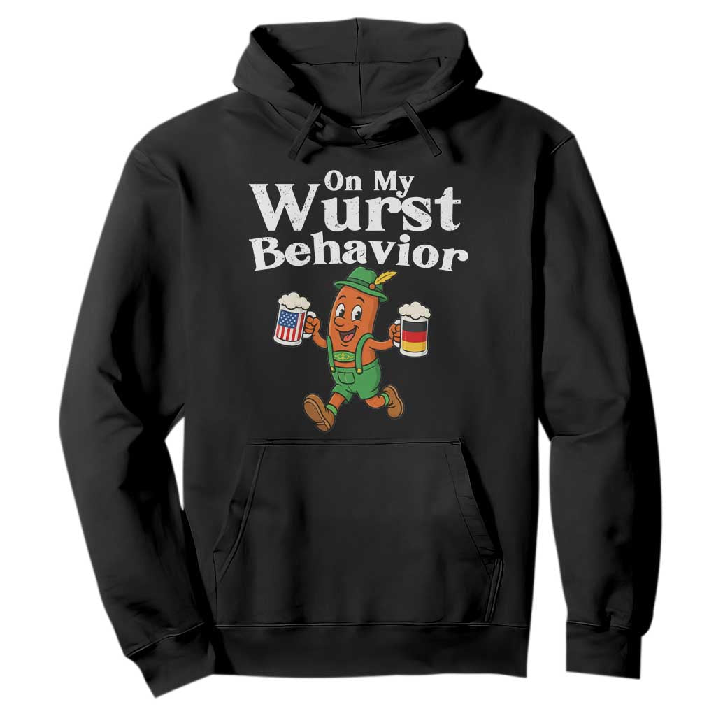 Oktoberfest On My Wurst Behavior Hoodie Beer German American Flag Oktoberfest
