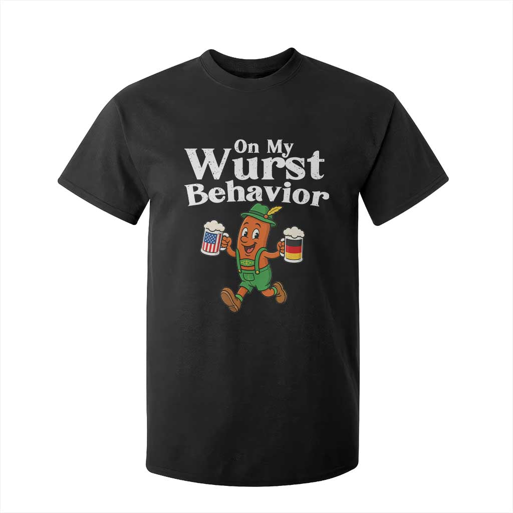 Oktoberfest On My Wurst Behavior T Shirt For Kid Beer German American Flag Oktoberfest