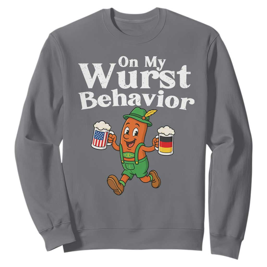 Oktoberfest On My Wurst Behavior Sweatshirt Beer German American Flag Oktoberfest