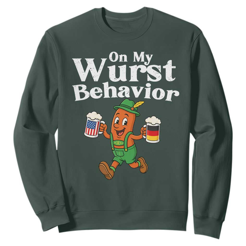 Oktoberfest On My Wurst Behavior Sweatshirt Beer German American Flag Oktoberfest