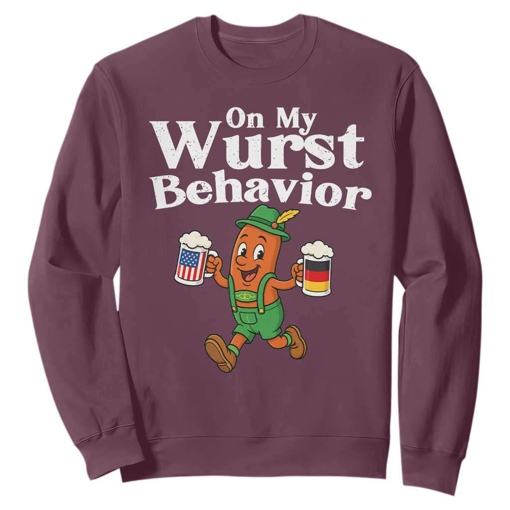 Oktoberfest On My Wurst Behavior Sweatshirt Beer German American Flag Oktoberfest