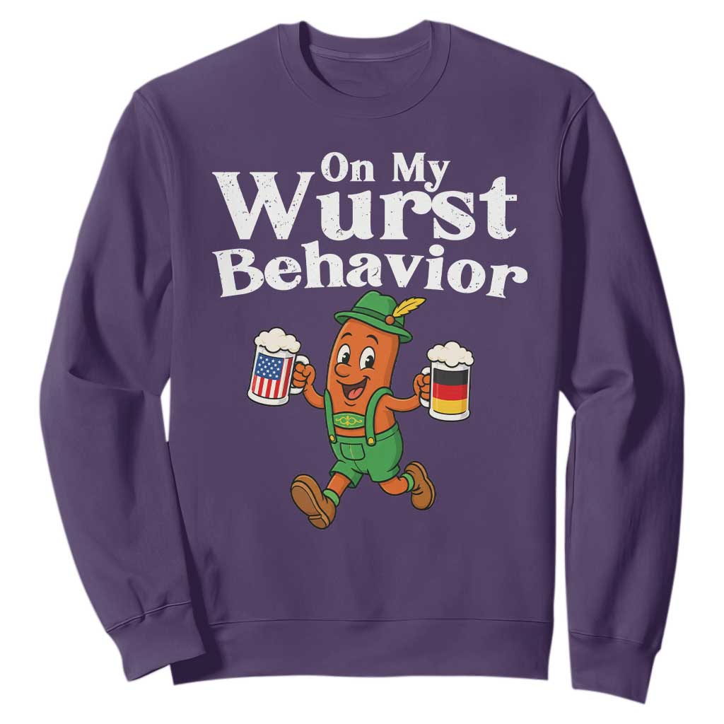 Oktoberfest On My Wurst Behavior Sweatshirt Beer German American Flag Oktoberfest