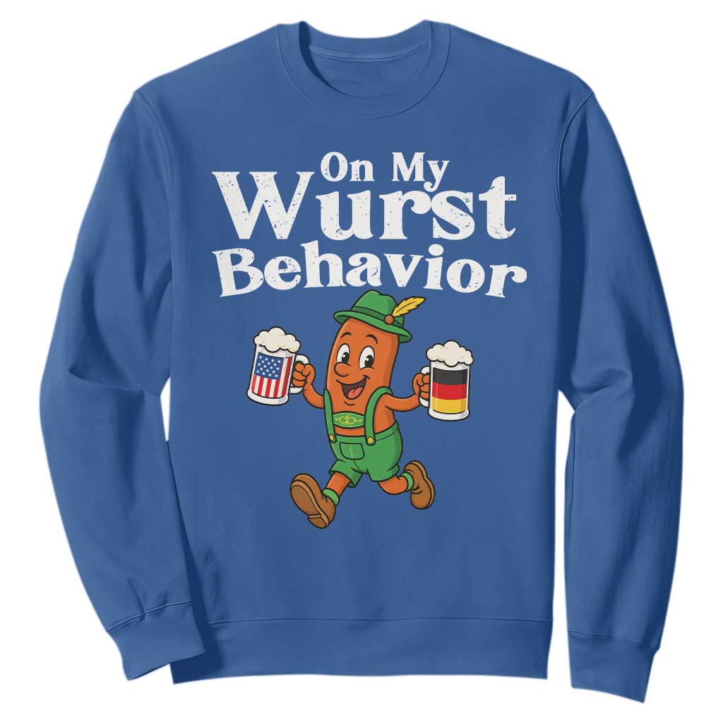 Oktoberfest On My Wurst Behavior Sweatshirt Beer German American Flag Oktoberfest
