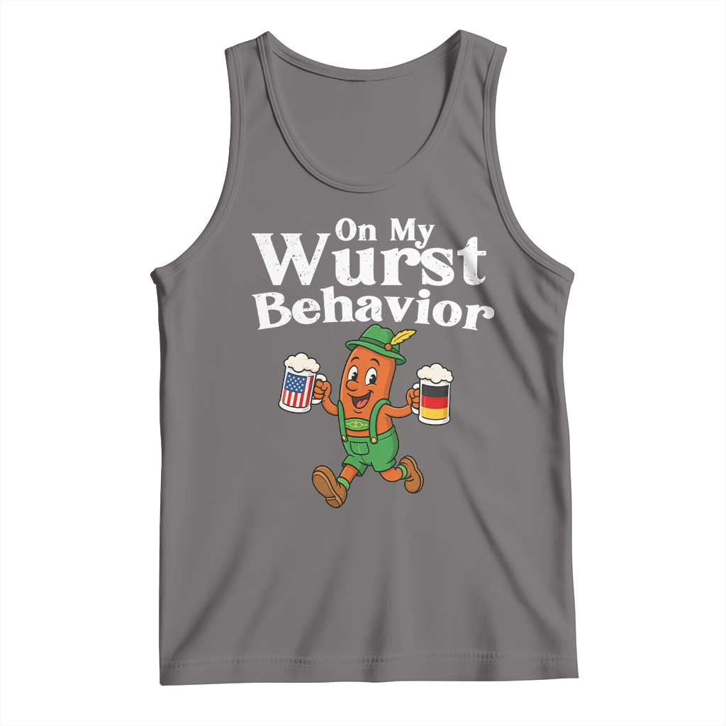 Oktoberfest On My Wurst Behavior Tank Top Beer German American Flag Oktoberfest