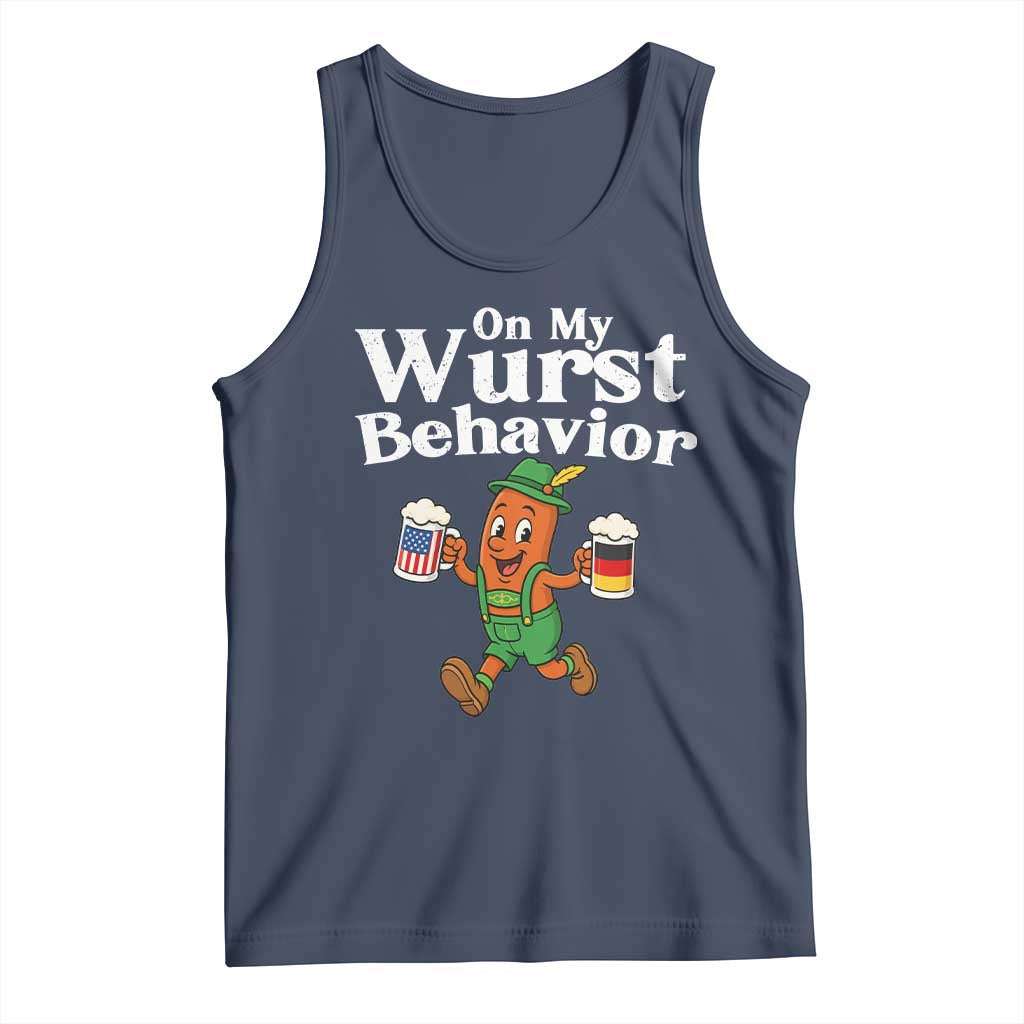 Oktoberfest On My Wurst Behavior Tank Top Beer German American Flag Oktoberfest