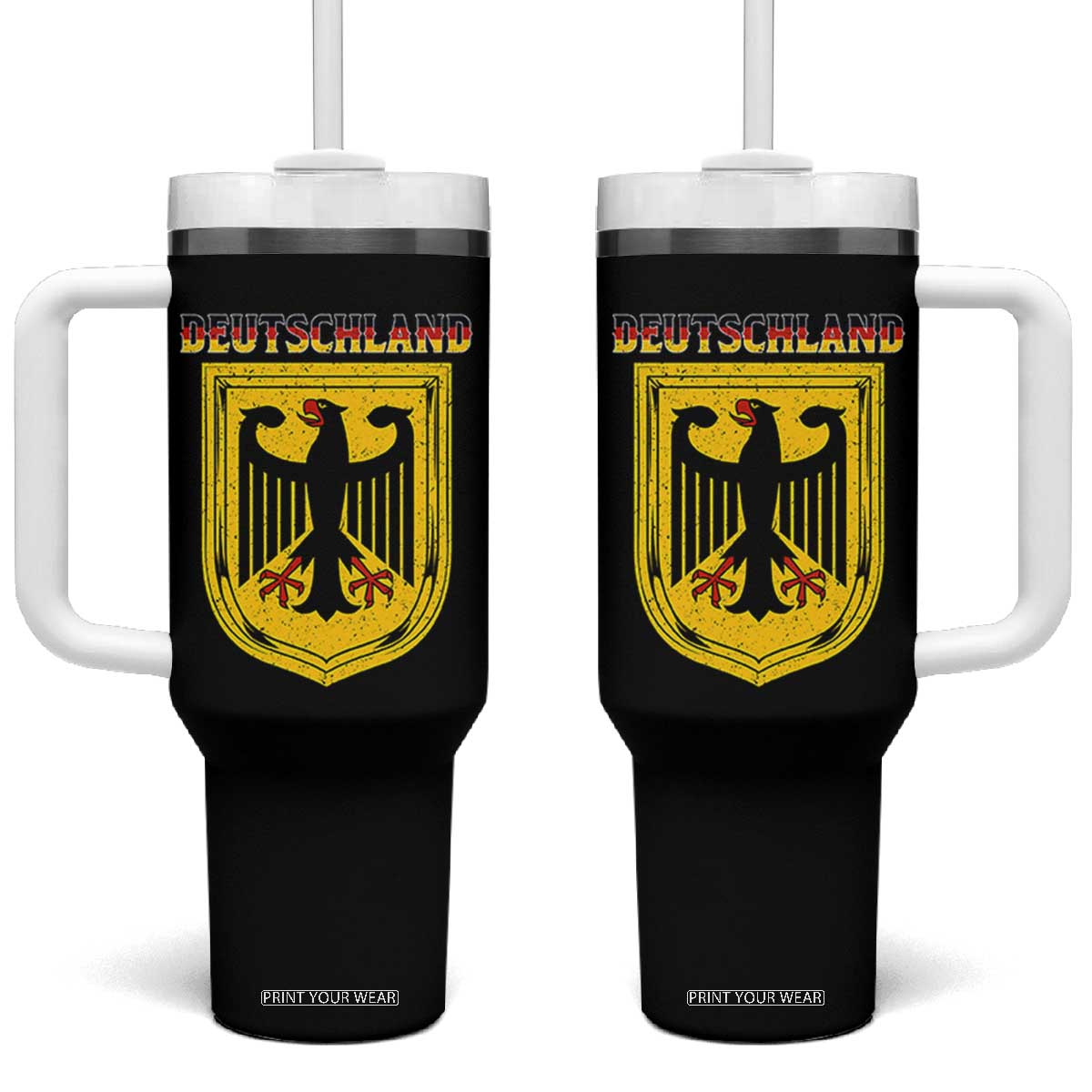 Deutschland Germany Eagle Federal Coat of Arms German Heritage Flag Tumbler With Handle