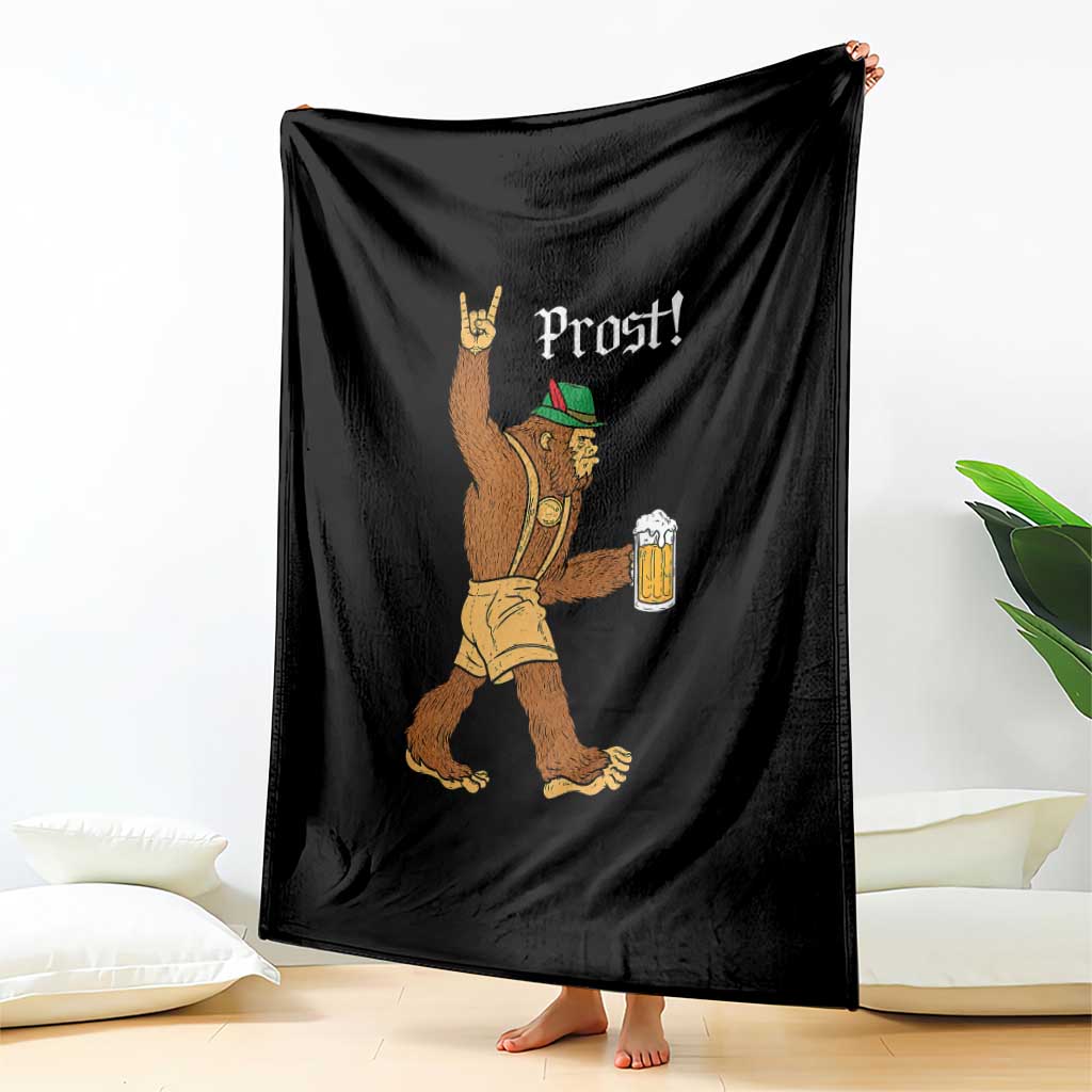 German Bigfoot Sasquatch Beer Lederhosen Throw Blanket Funny Oktoberfest Drinking Prost