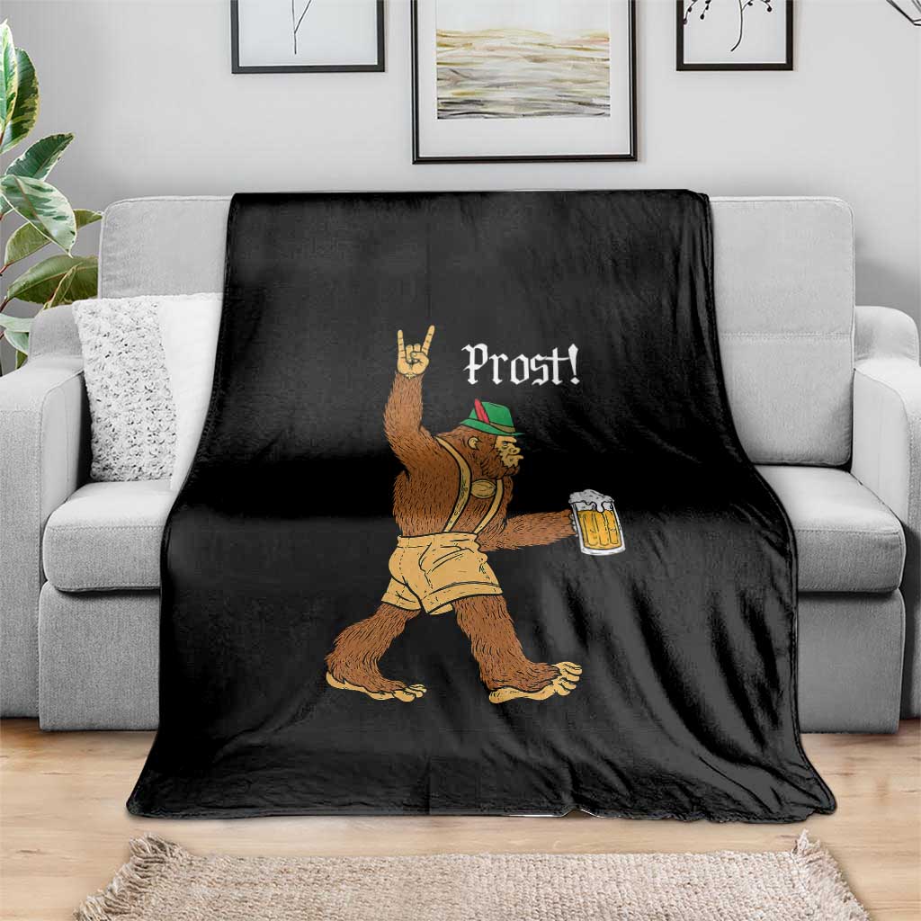 German Bigfoot Sasquatch Beer Lederhosen Throw Blanket Funny Oktoberfest Drinking Prost