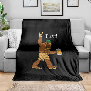 German Bigfoot Sasquatch Beer Lederhosen Throw Blanket Funny Oktoberfest Drinking Prost