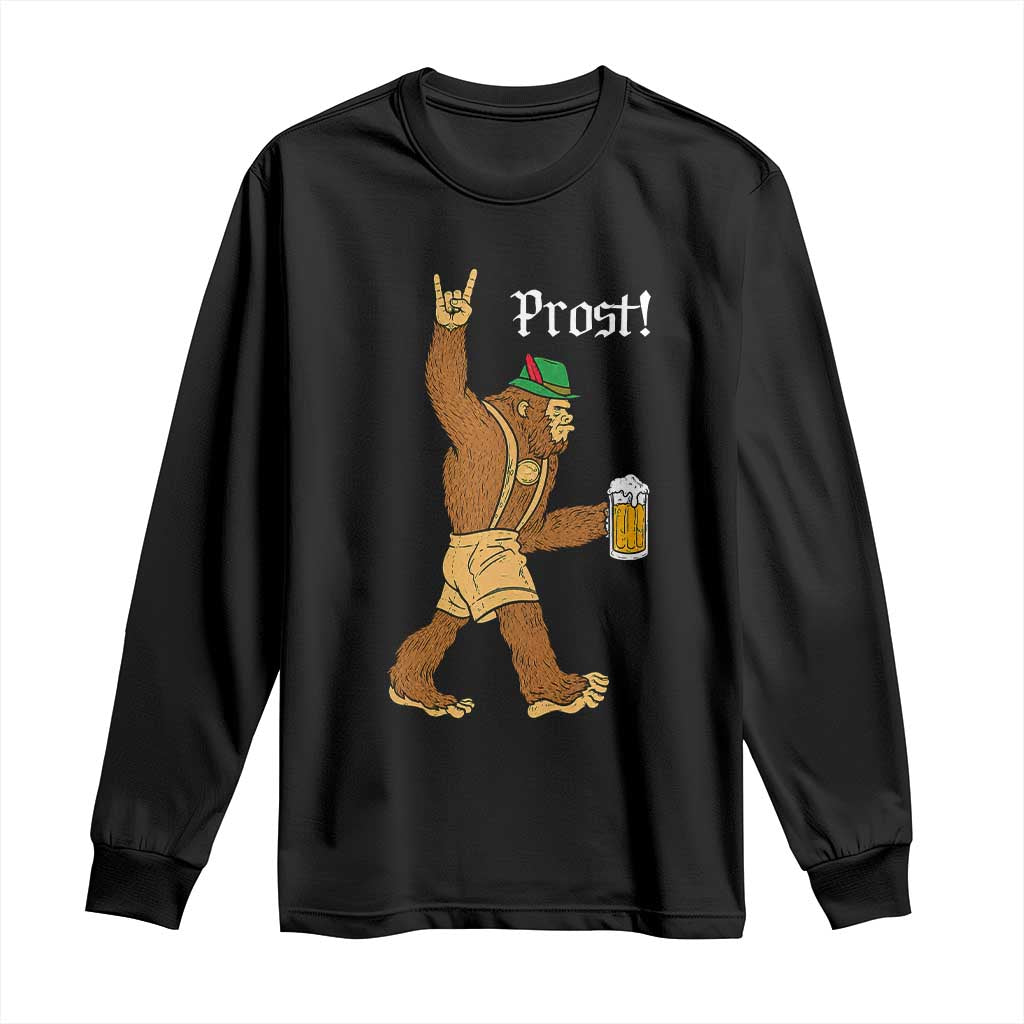 German Bigfoot Sasquatch Beer Lederhosen Long Sleeve Shirt Funny Oktoberfest Drinking Prost