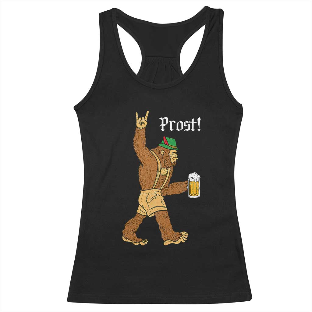 German Bigfoot Sasquatch Beer Lederhosen Racerback Tank Top Funny Oktoberfest Drinking Prost
