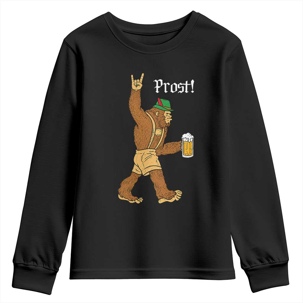 German Bigfoot Sasquatch Beer Lederhosen Youth Sweatshirt Funny Oktoberfest Drinking Prost