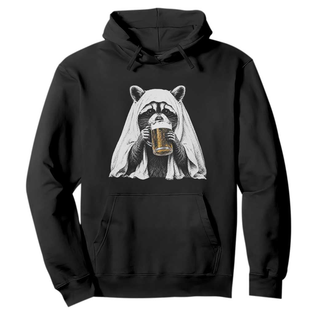 Funny Ghost Raccoon Drinking Beer Feral Halloween Hoodie