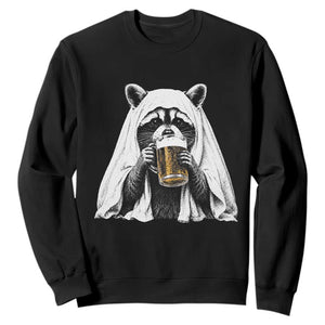 Funny Ghost Raccoon Drinking Beer Feral Halloween Sweatshirt