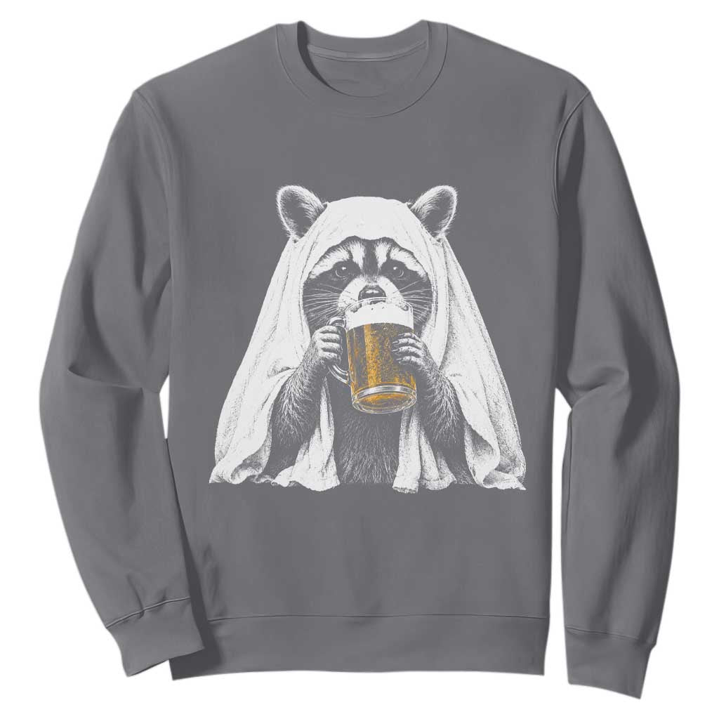 Funny Ghost Raccoon Drinking Beer Feral Halloween Sweatshirt