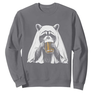 Funny Ghost Raccoon Drinking Beer Feral Halloween Sweatshirt