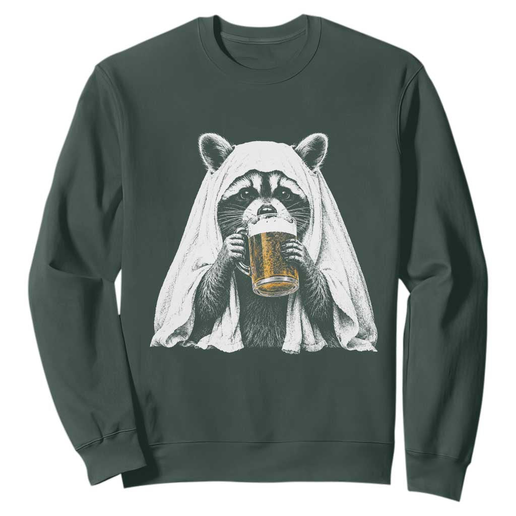 Funny Ghost Raccoon Drinking Beer Feral Halloween Sweatshirt
