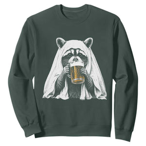 Funny Ghost Raccoon Drinking Beer Feral Halloween Sweatshirt