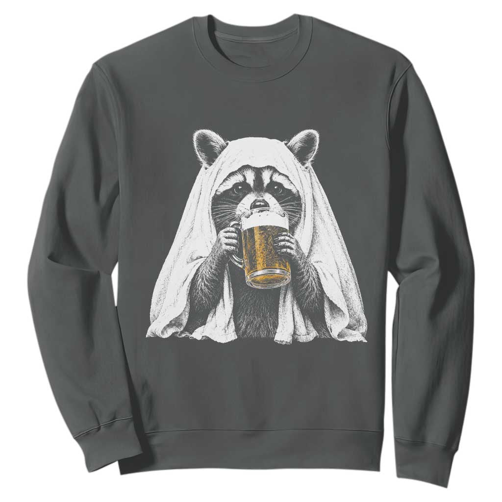 Funny Ghost Raccoon Drinking Beer Feral Halloween Sweatshirt