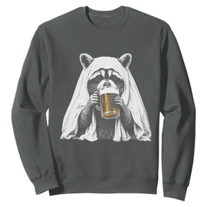 Funny Ghost Raccoon Drinking Beer Feral Halloween Sweatshirt